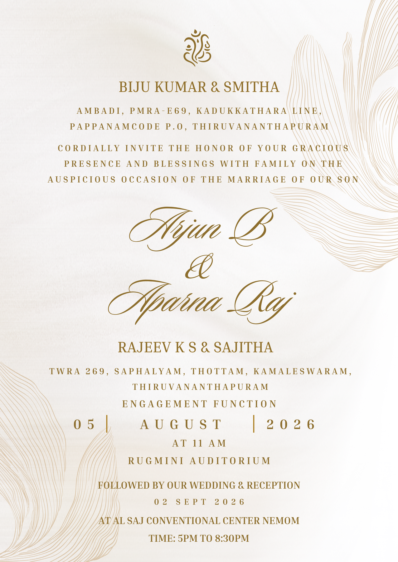 Gold Simple Wedding Invitation